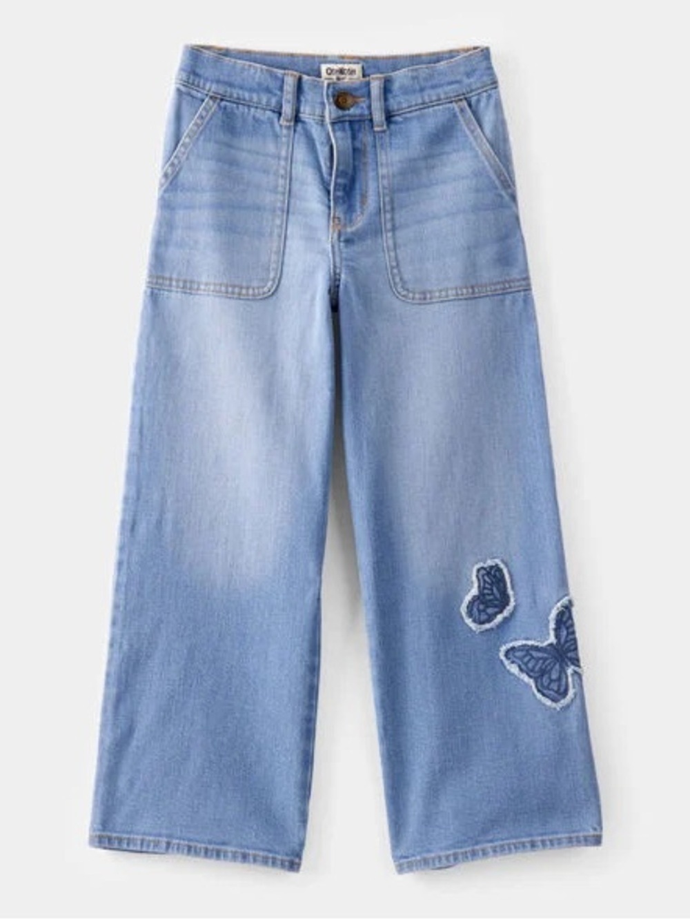 OshKosh B’Gosh Girls Baggy Butterfly Embroidered Jeans - Breeze Wash, Size 10